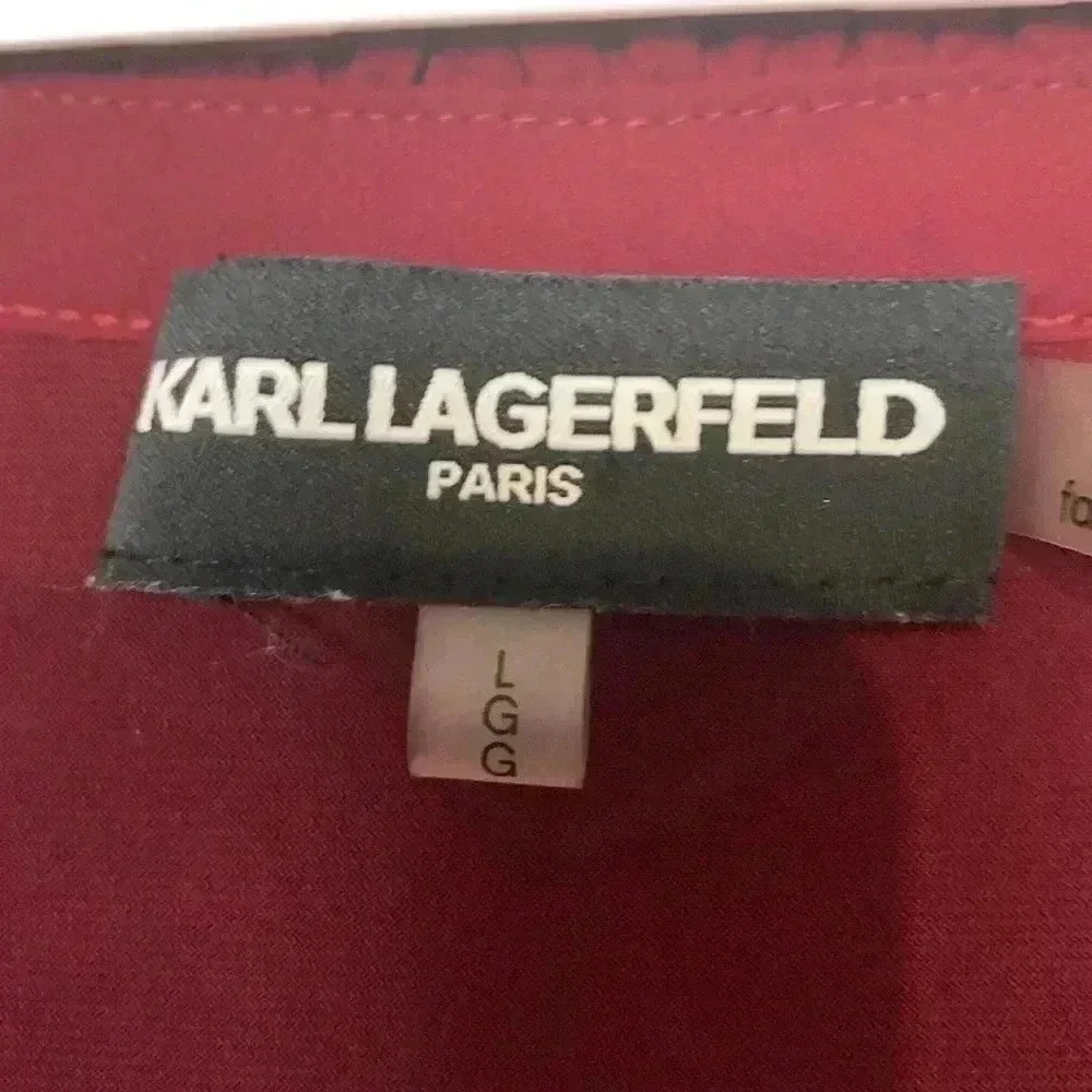 Karl Lagerfeld Maroon, Long Sleeve Blouse  w Ruffled Sleeves, Loose Fitting - Picture 4 of 11